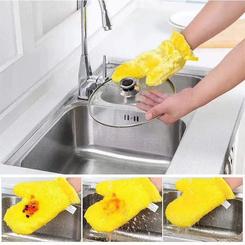 2372 Fiber Reusable Multipurpose Dishwashing Gloves Household Kitchen ( 1 pc )