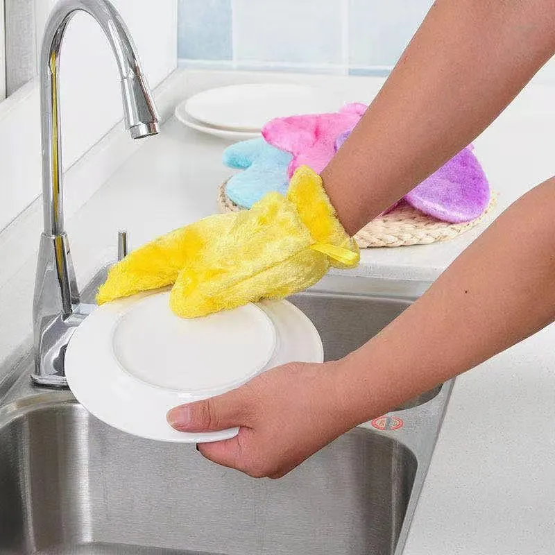 2372 Fiber Reusable Multipurpose Dishwashing Gloves Household Kitchen ( 1 pc )