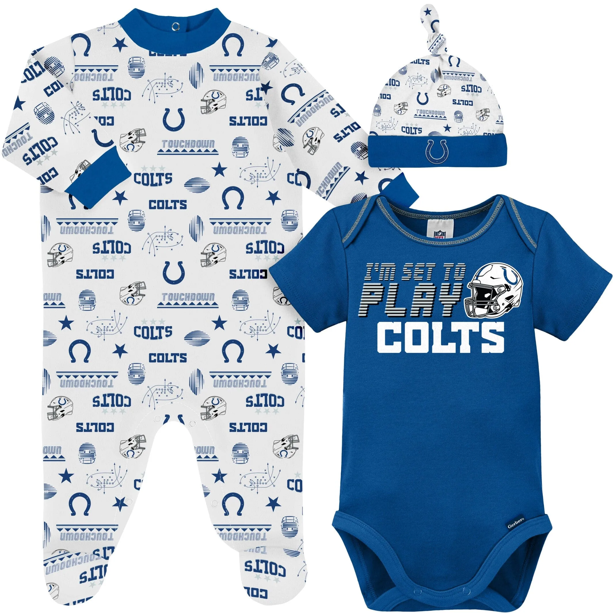 3-Piece Baby Boys Colts Bodysuit, Sleep 'N Play & Cap Set