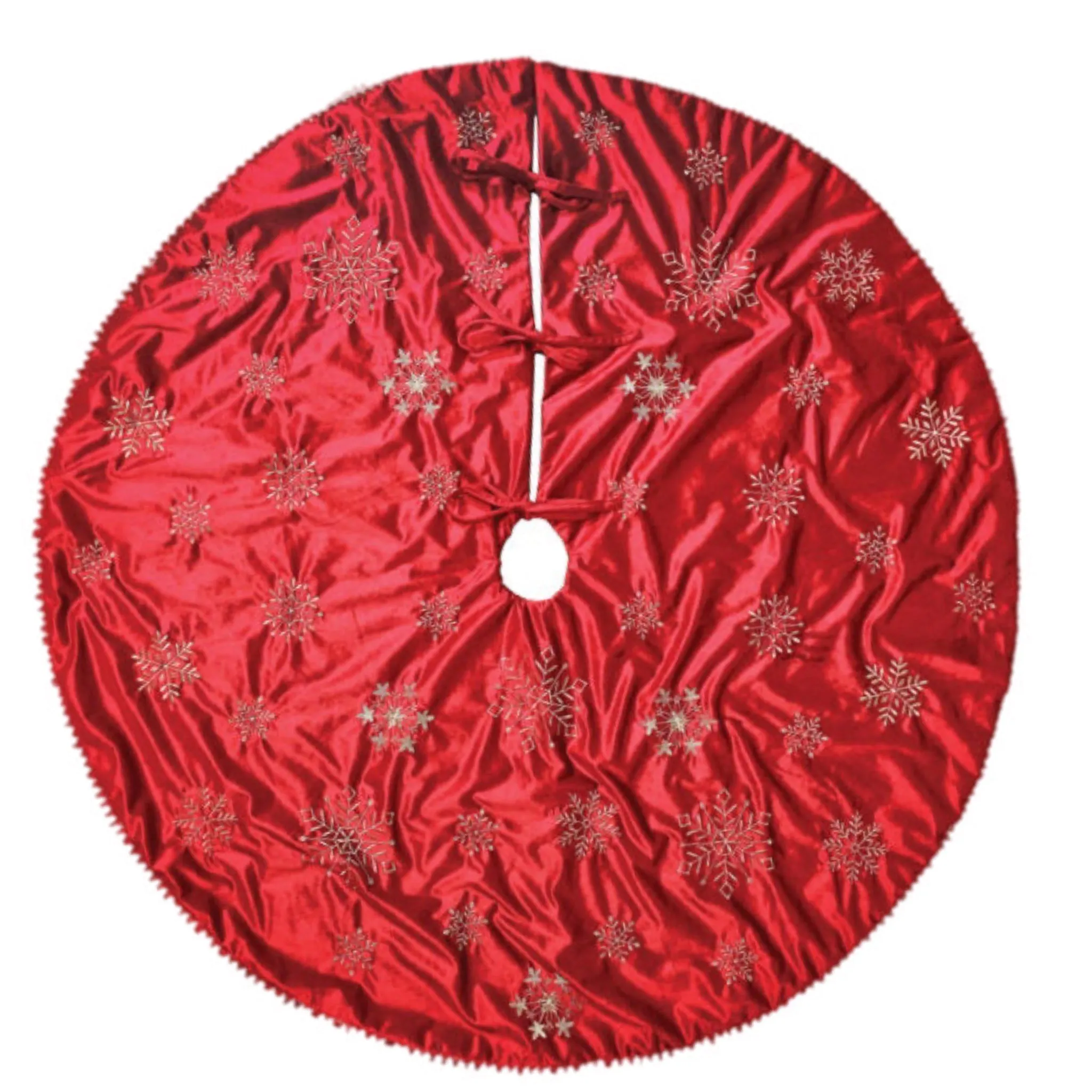 54" Red With Gold Snowflakes Tree Skirt