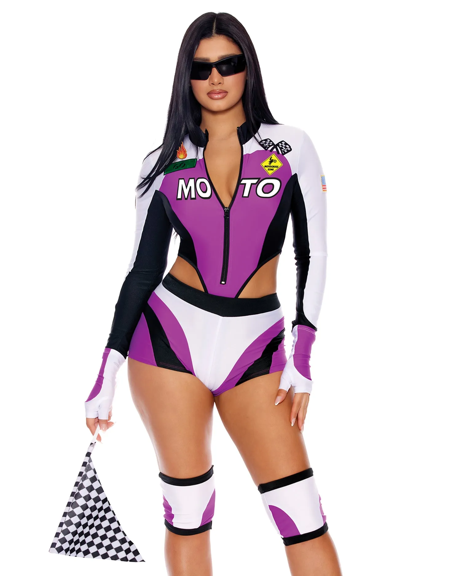 5pc Purple Moto Mami Costume