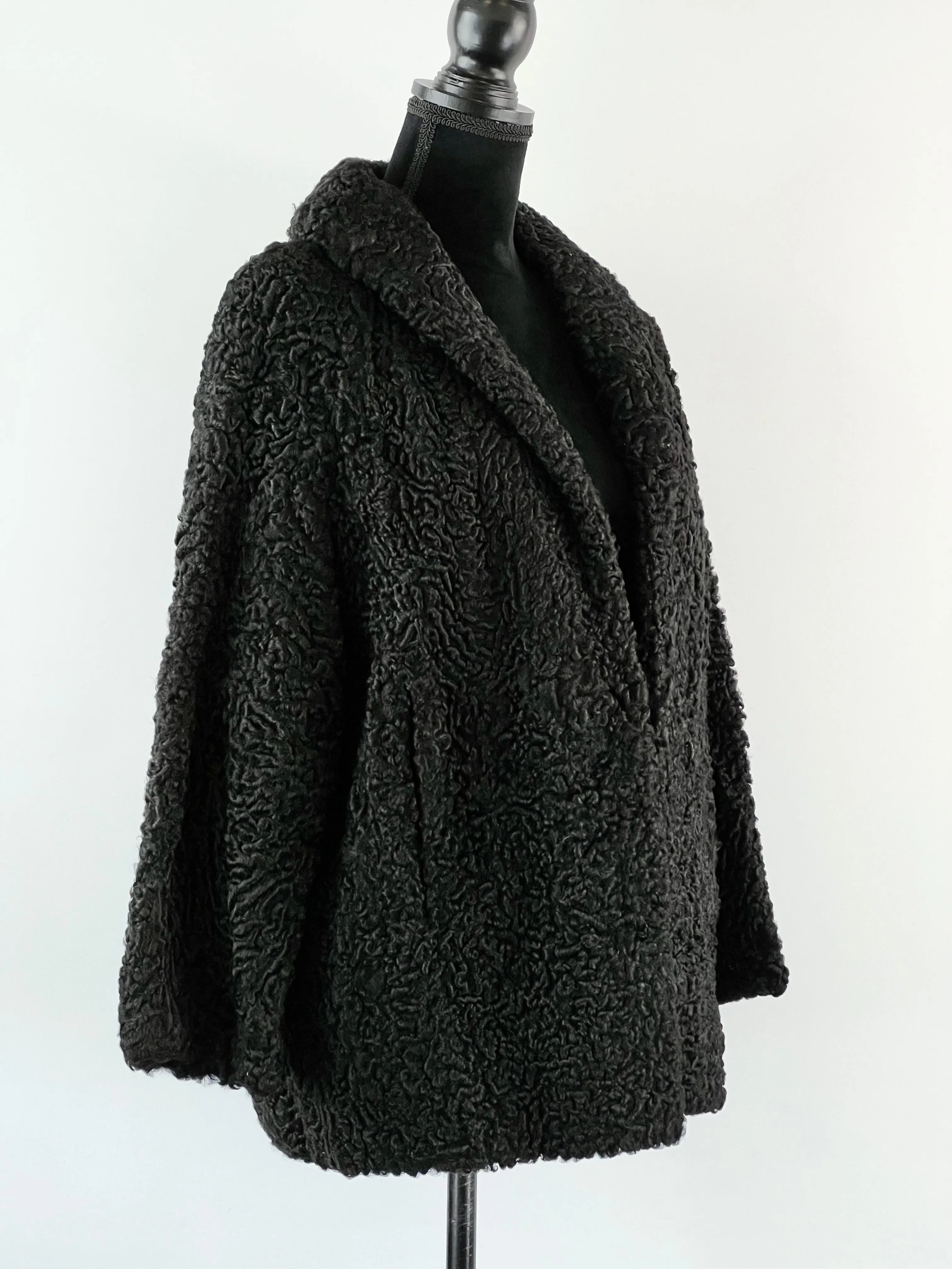 60's Black Persian Lamb Coat - AU12