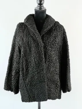 60's Black Persian Lamb Coat - AU12