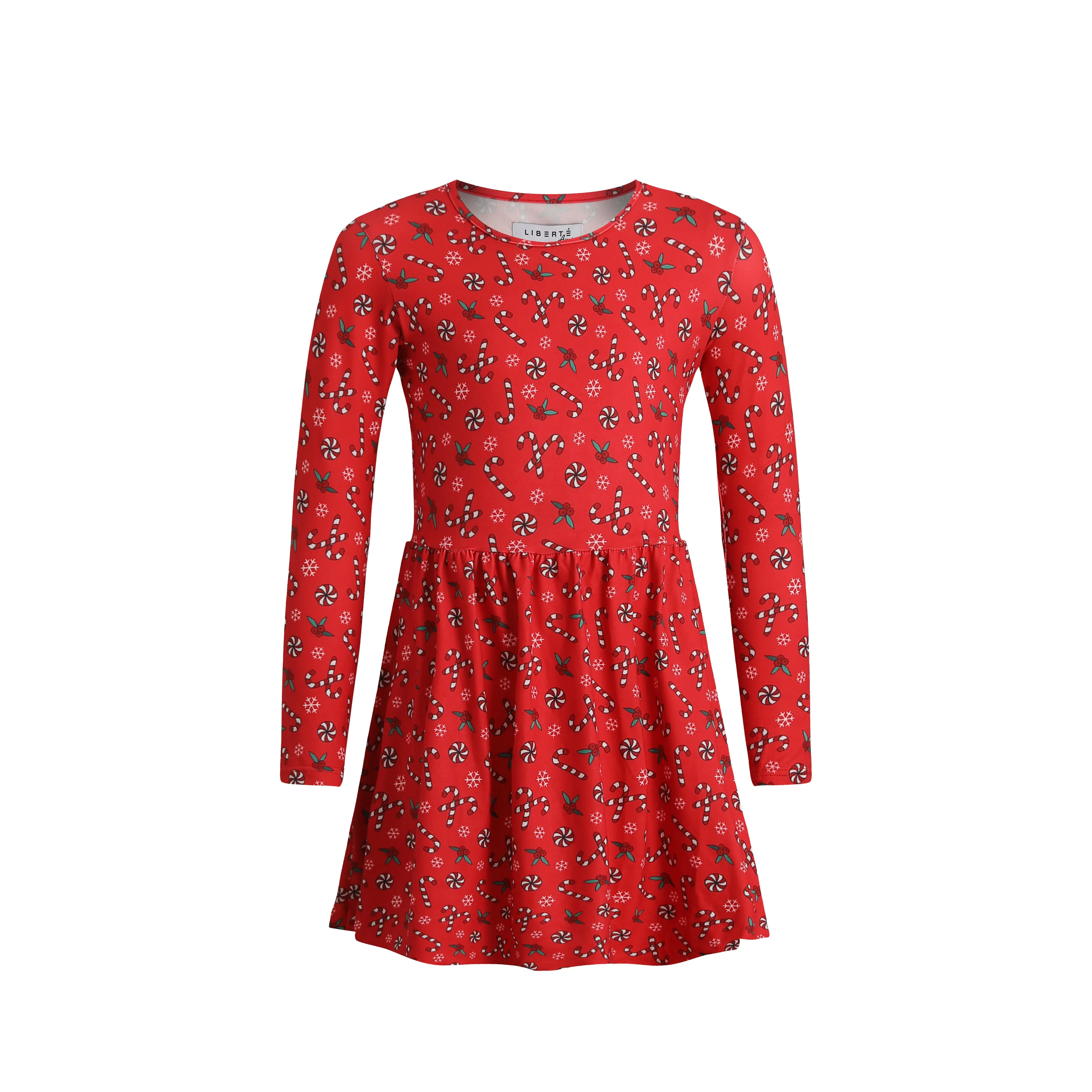 ALMA-LS-BABYDOLL-DRESS (KIDS) - CANDYCANE RED