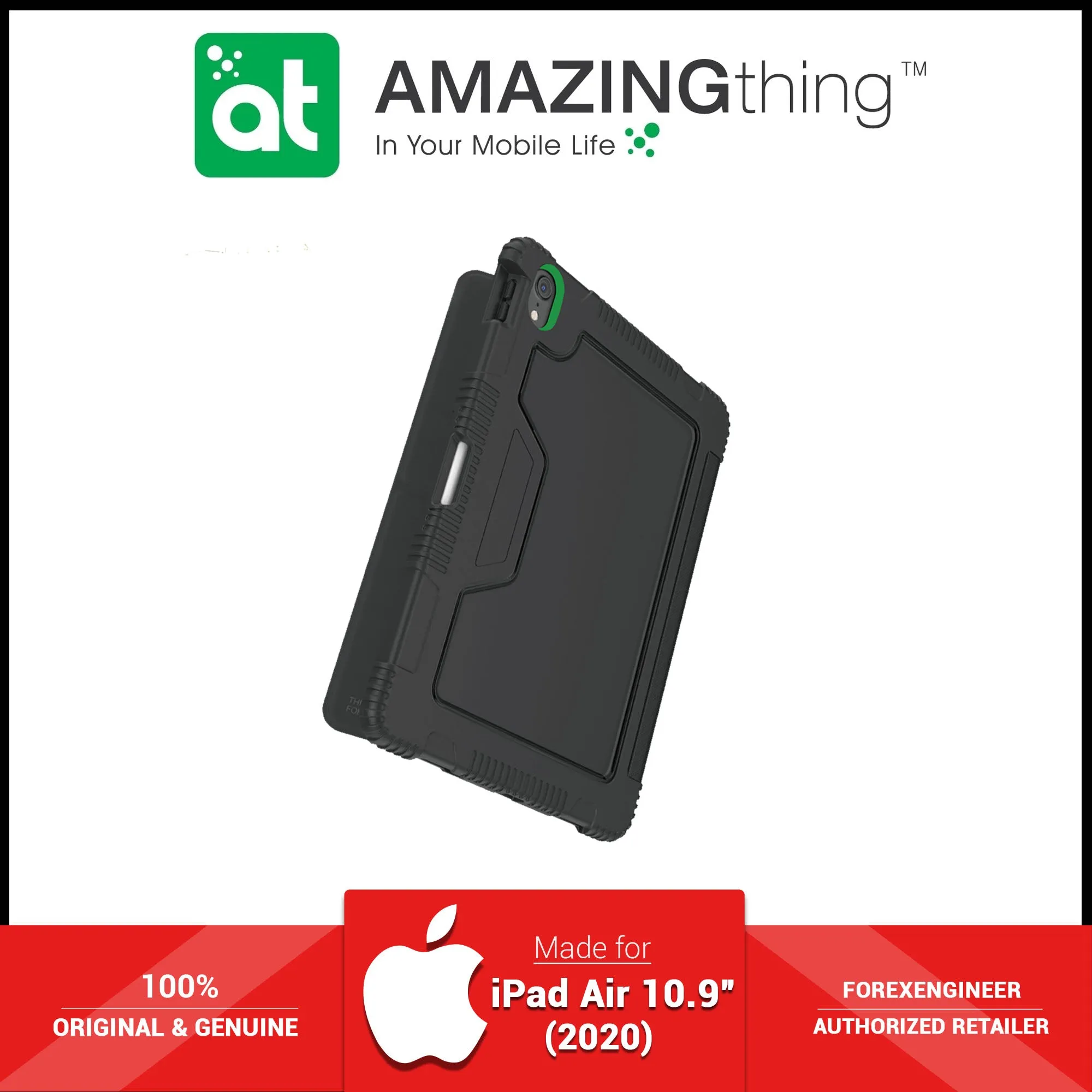 AmazingThing Military Drop Proof Case for iPad Air 10.9" - 10.9 inch (4th Gen) - Antimicrobial Case - Black (Barcode: 4892220389739 )