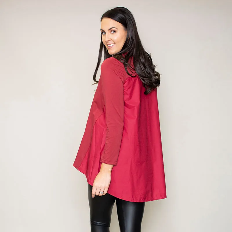 Amber Rounded Hem Top (Apple Red)