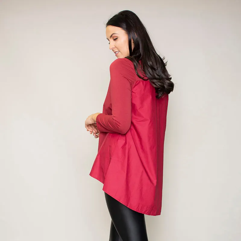 Amber Rounded Hem Top (Apple Red)