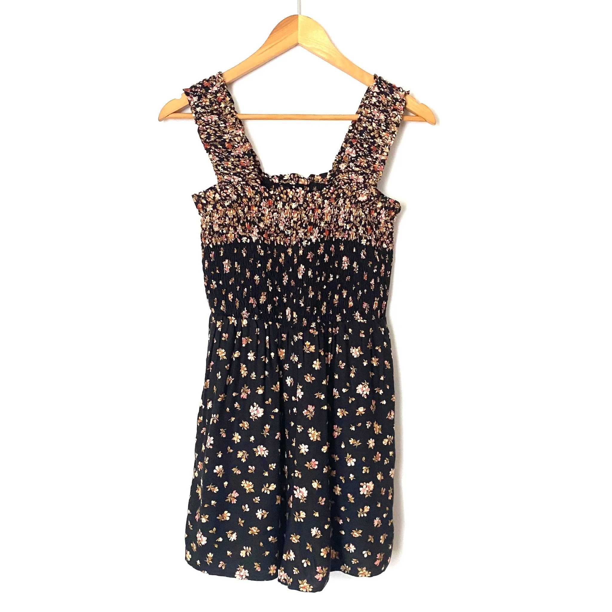 American Eagle Black Floral Smocked Romper- Size S