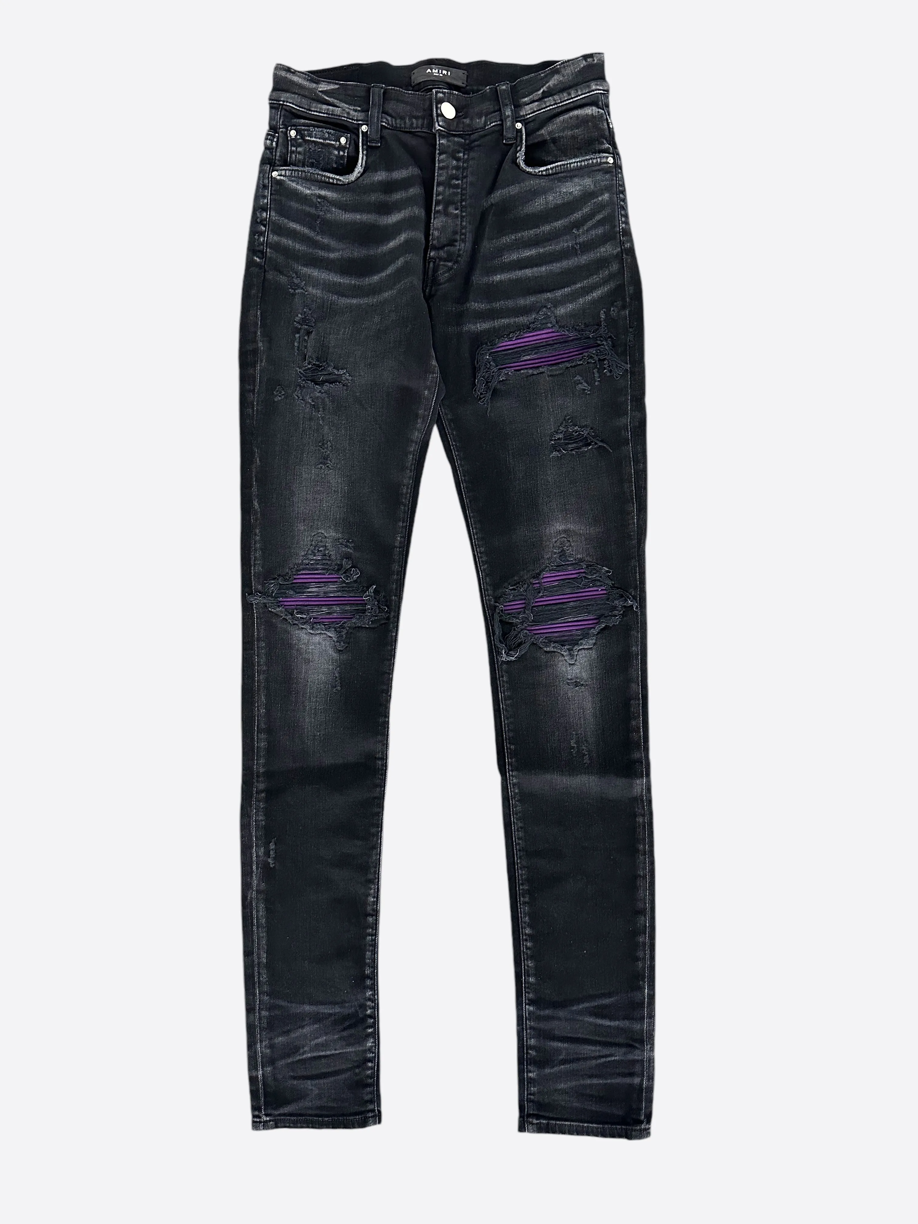 Amiri Aged Black & Purple Patch MX1 Jeans