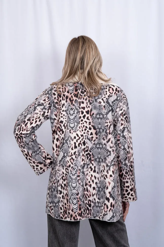 Animal print jacket with faux fur lining | MIA COAT