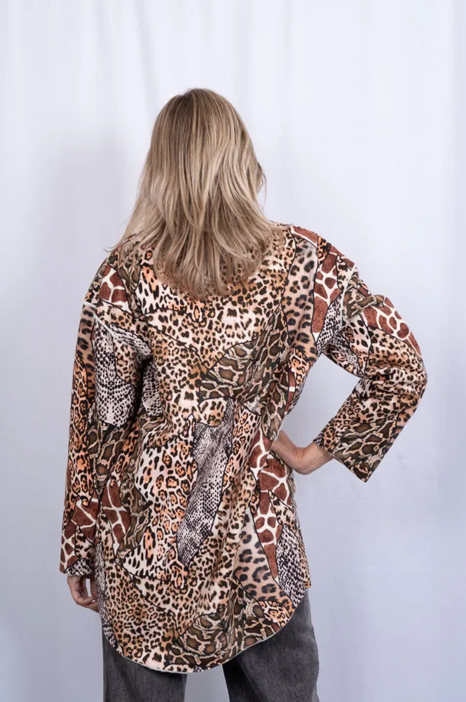 Animal print jacket with faux fur lining | MIA COAT