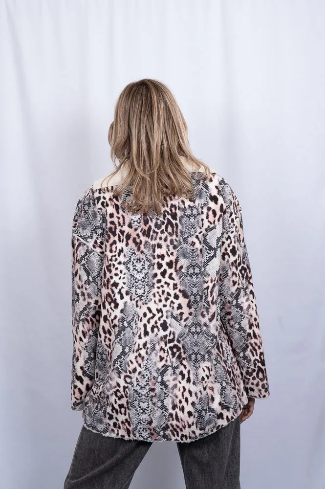 Animal print jacket with faux fur lining | MIA COAT