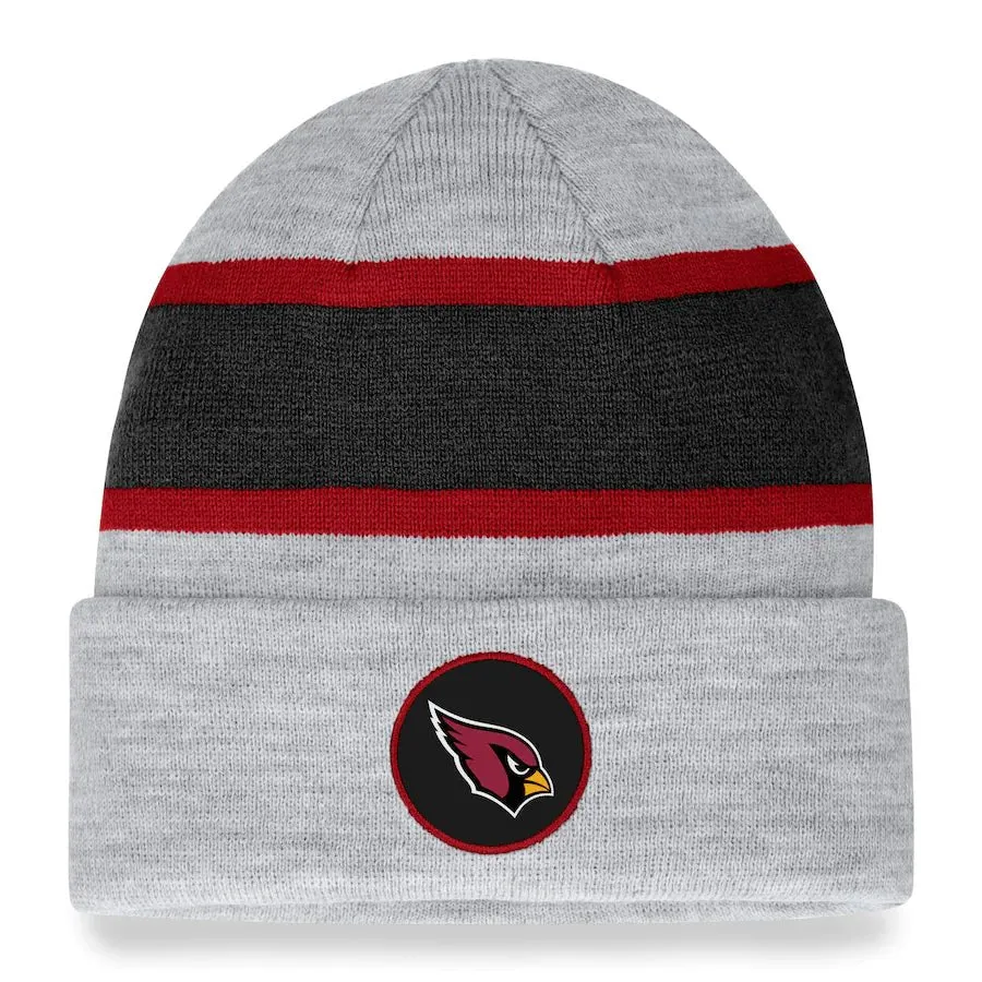 Arizona Cardinals NFL UK Fanatics Branded Logo Cuffed Knit Hat - Heather Gray