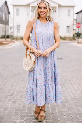 As A Matter Of Fact Blue Ditsy Floral Midi Dress