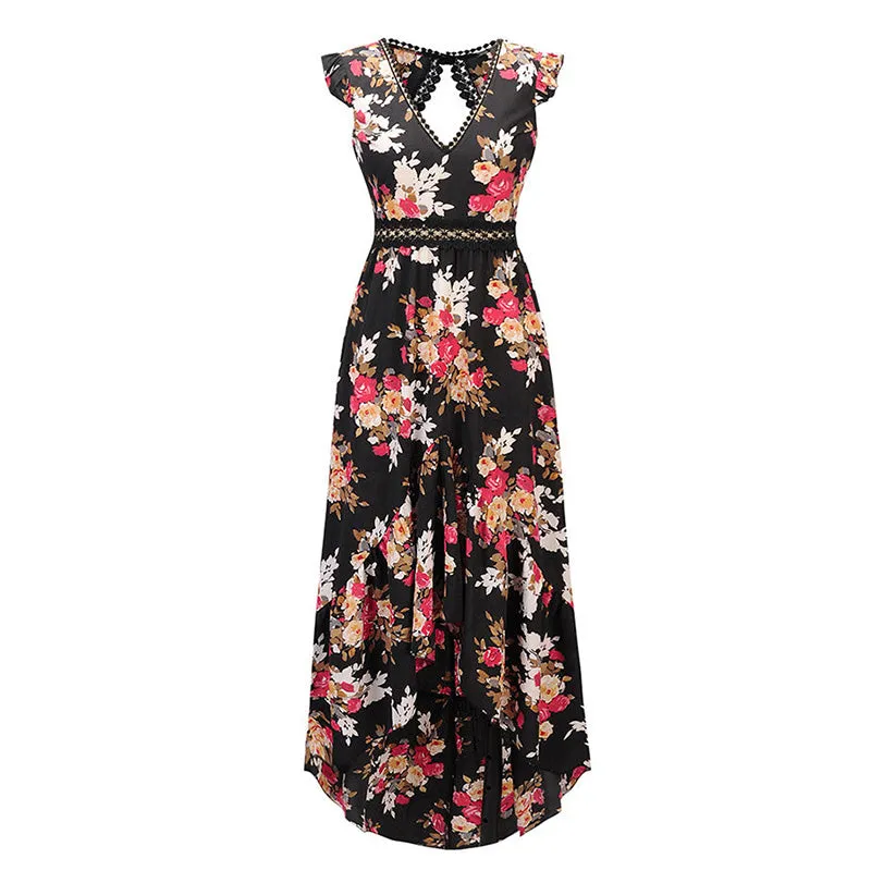 Asymmetrical Floral Print Summer Dress