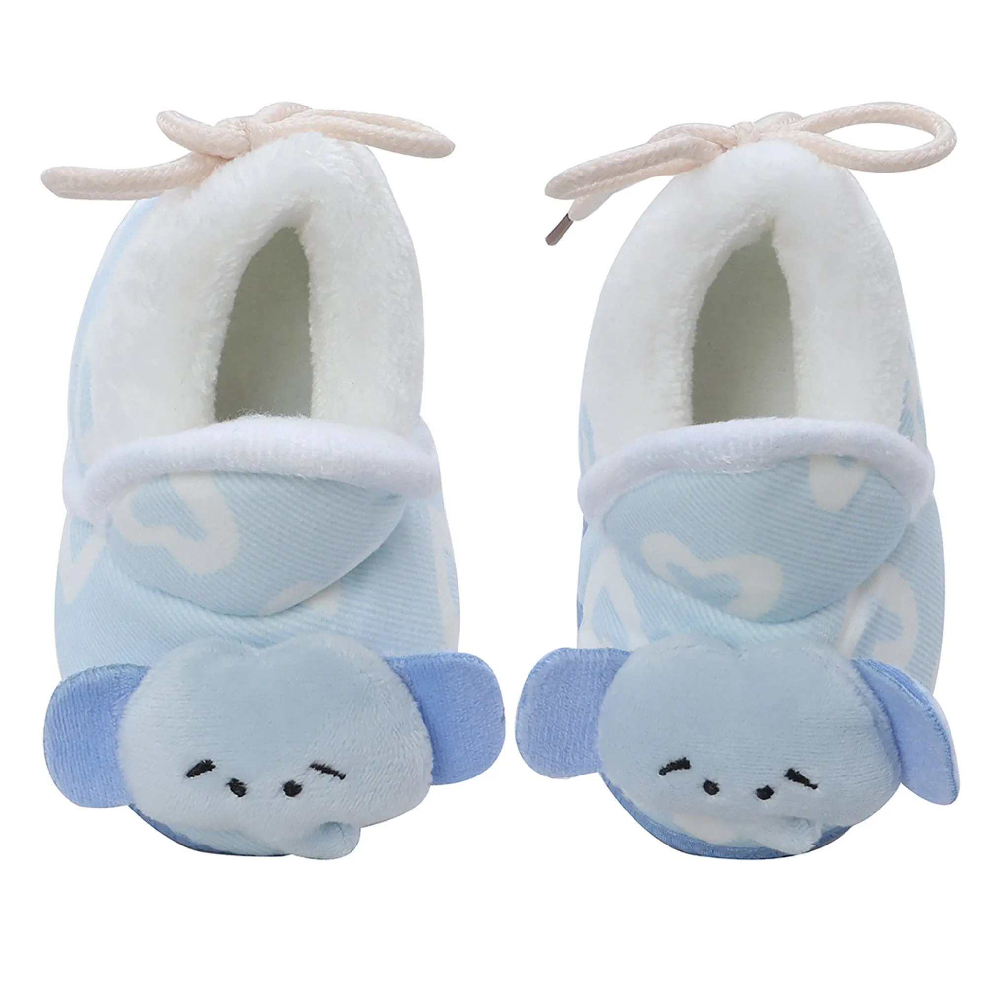 Baby Moo 3D Elephant Soft Slip-On Anti-Skid Plush Warm Booties - Blue