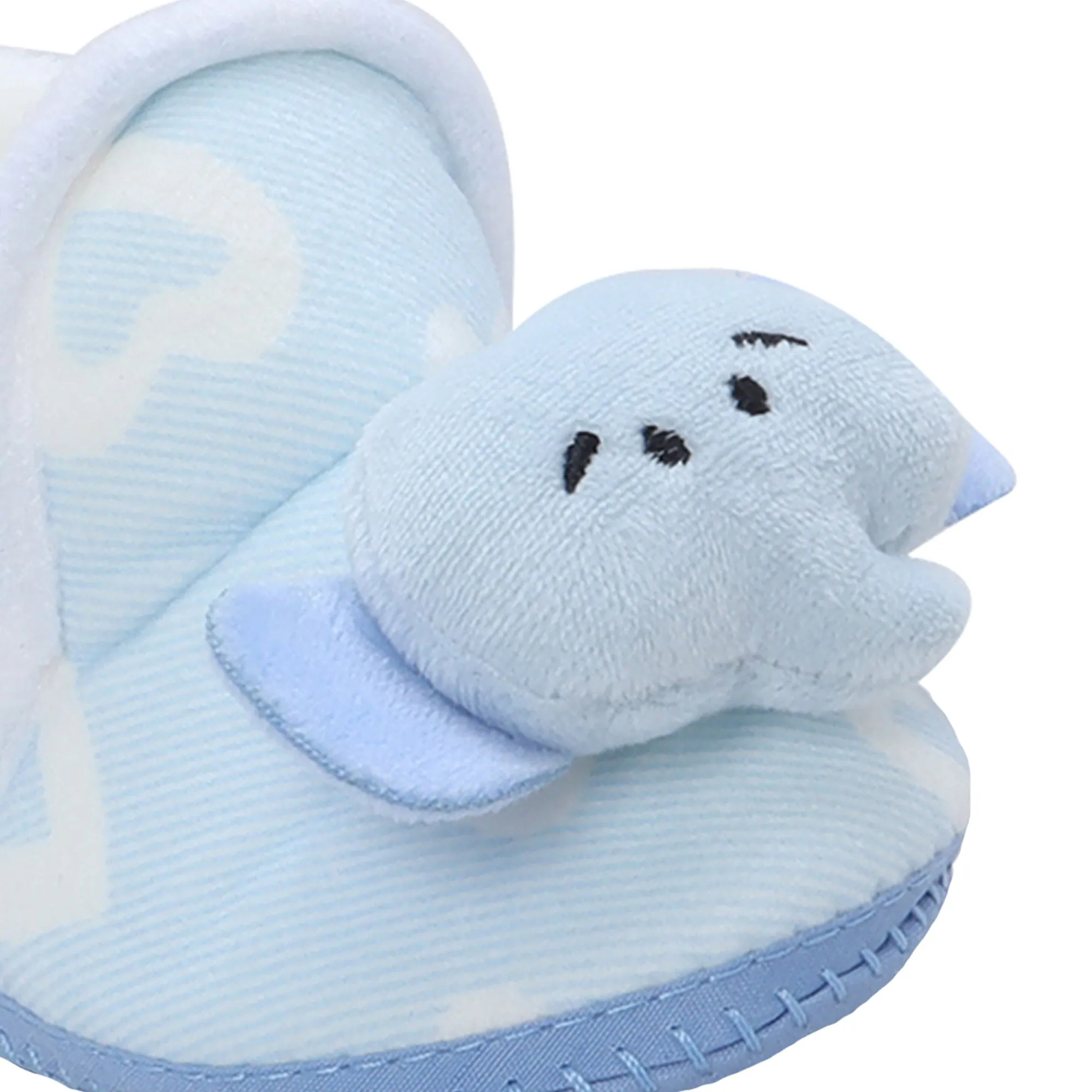 Baby Moo 3D Elephant Soft Slip-On Anti-Skid Plush Warm Booties - Blue