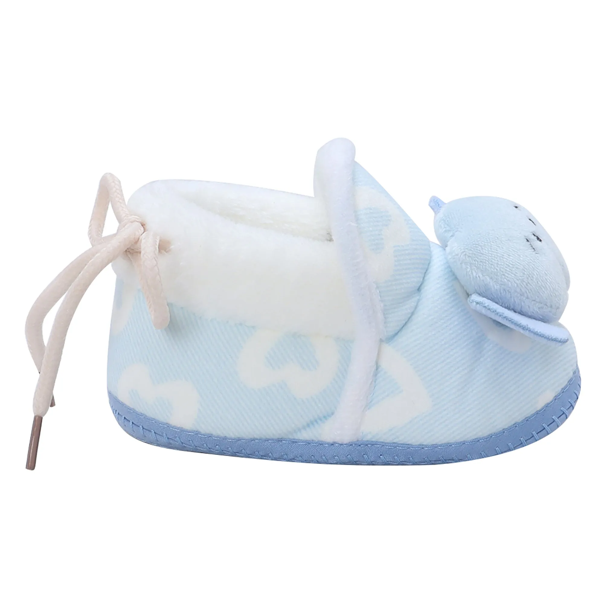 Baby Moo 3D Elephant Soft Slip-On Anti-Skid Plush Warm Booties - Blue