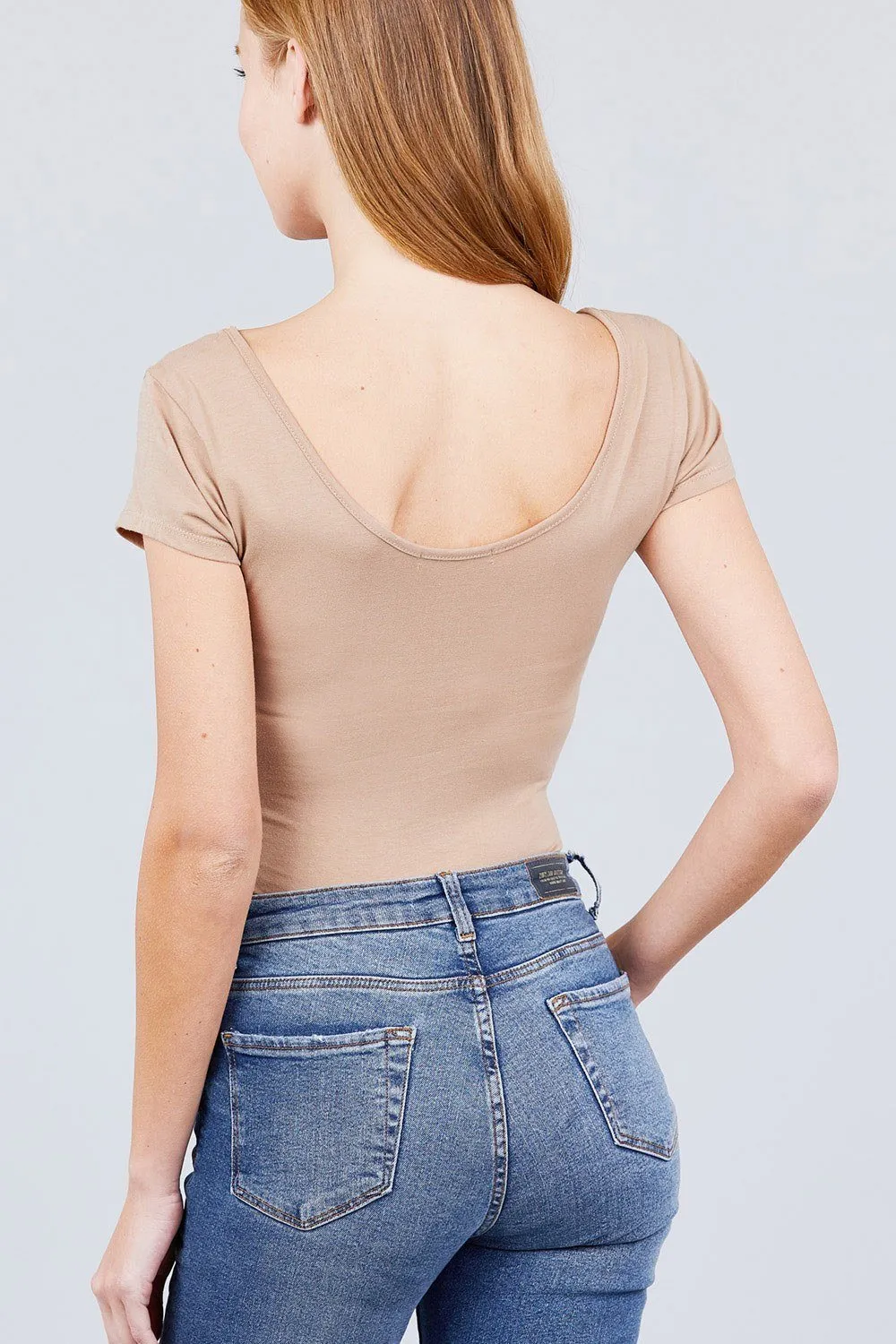 Basic Solid Short Sleeve Scoop Neck Bodysuit