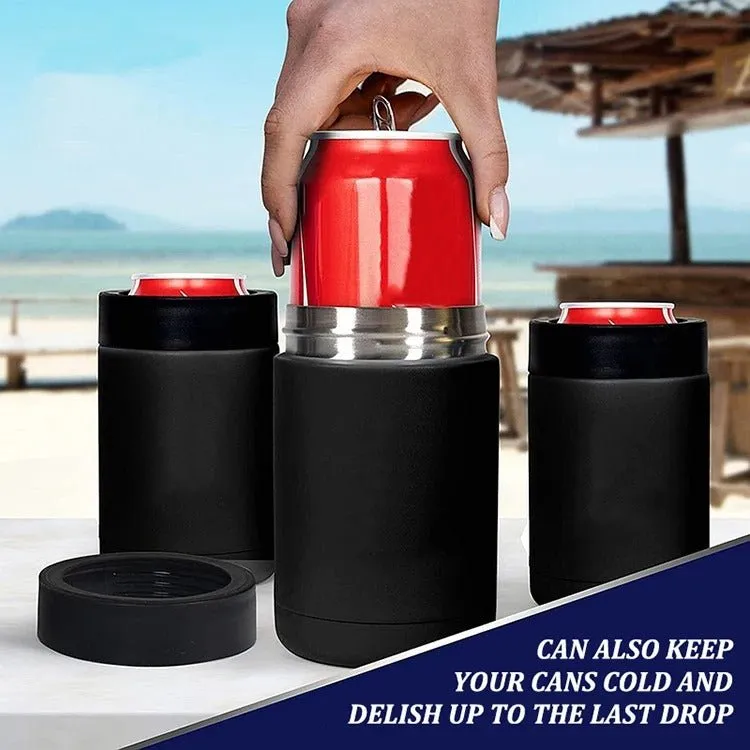 Beer Bottle And Can Cooler With Beer Opener - 3 in 1 Stainless Steel Insulated Bottle for Beer