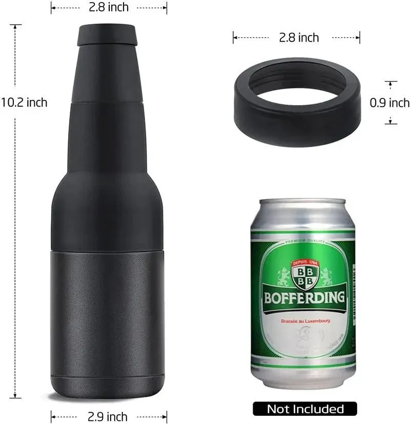 Beer Bottle And Can Cooler With Beer Opener - 3 in 1 Stainless Steel Insulated Bottle for Beer