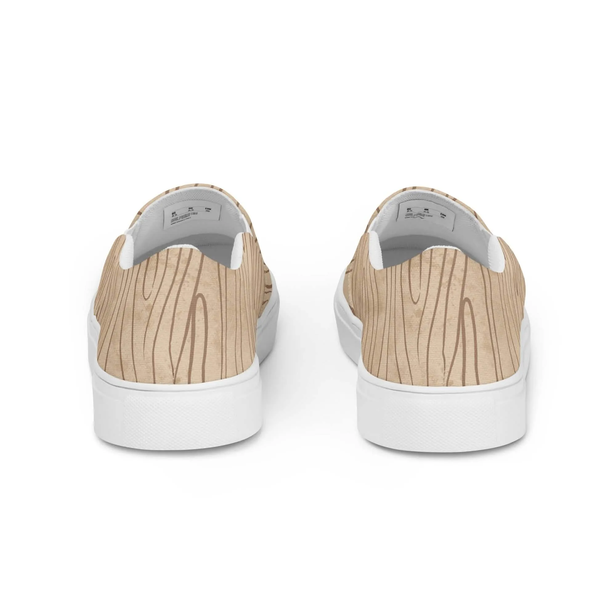 Beige and Brown Tree Sketch Slip-On Canvas Shoes for Women