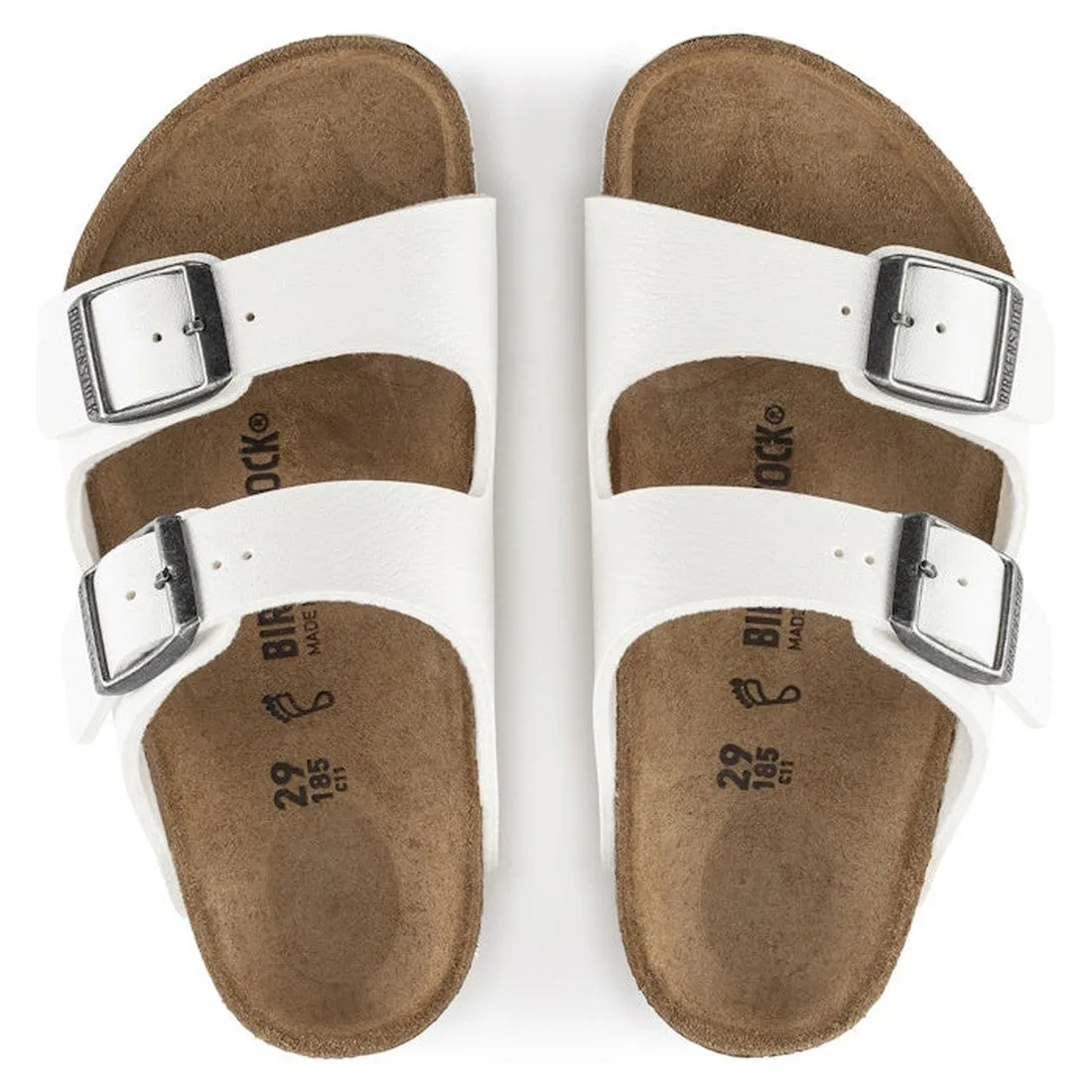 Birkenstock Kids Arizona White Birko Flor Narrow