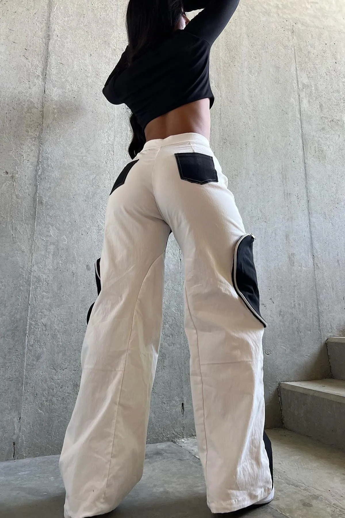 Black & White Pocket Straight Pants