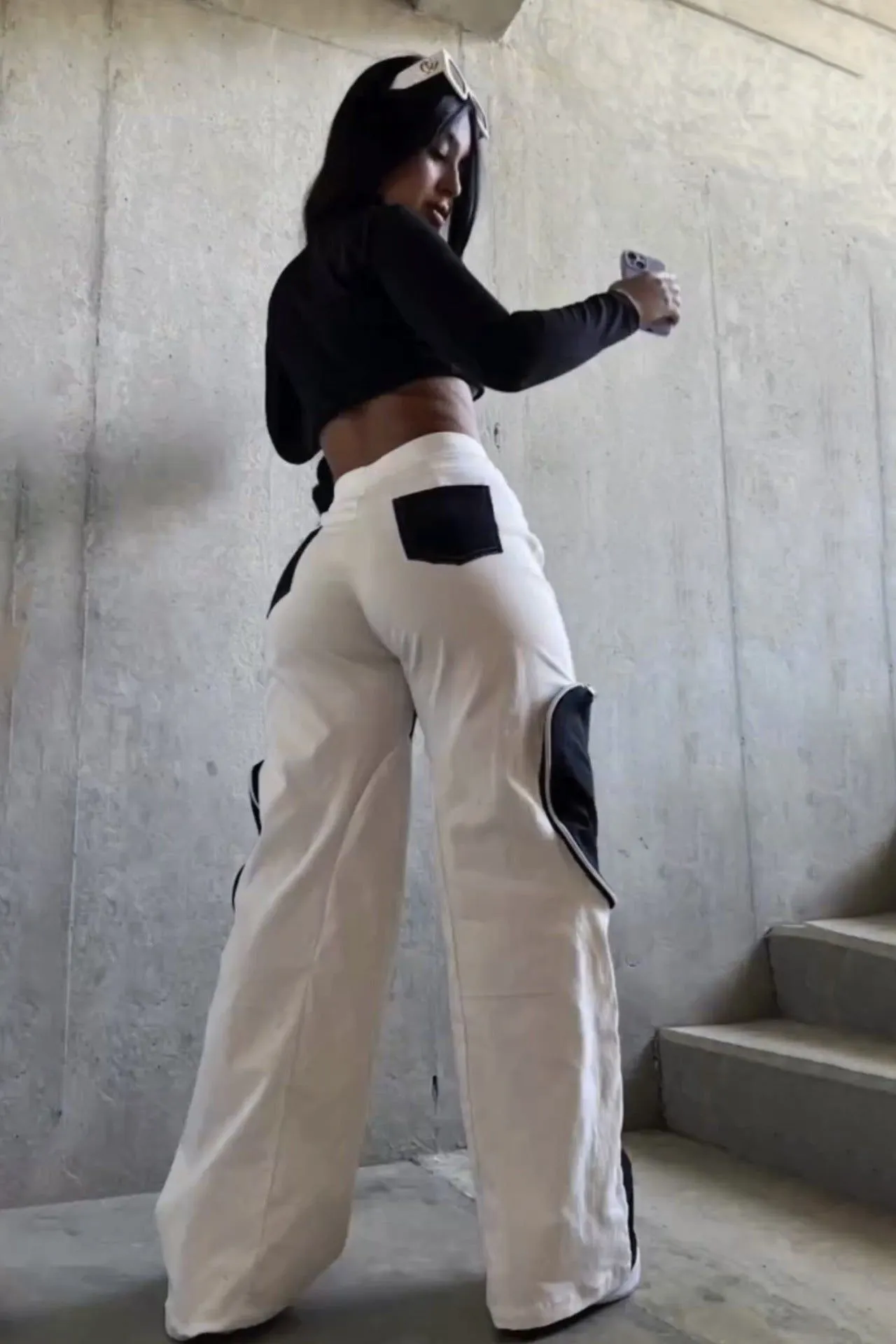 Black & White Pocket Straight Pants