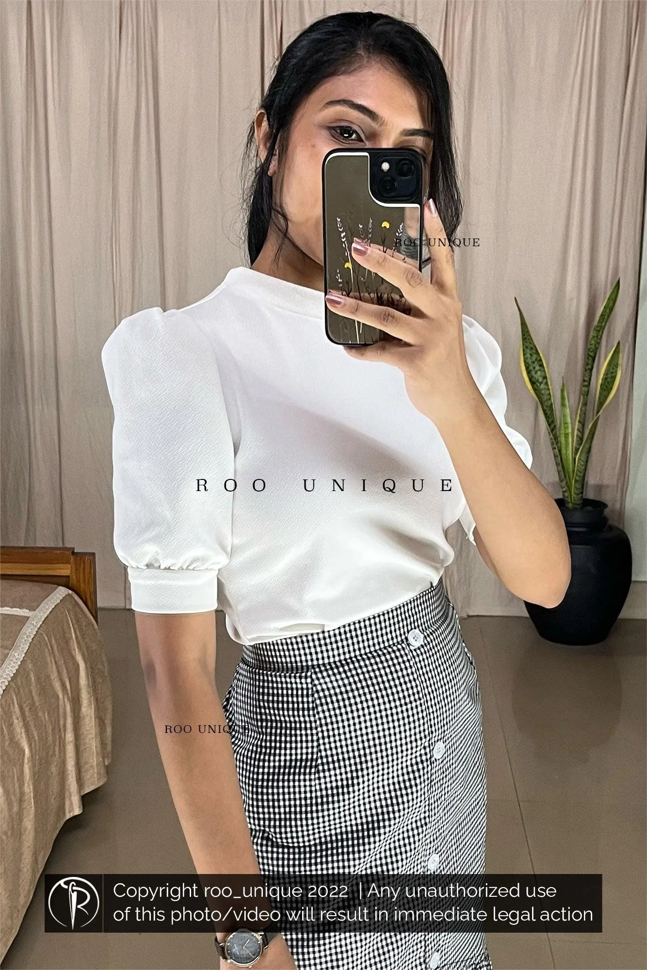 Black And White Check Skirt Only