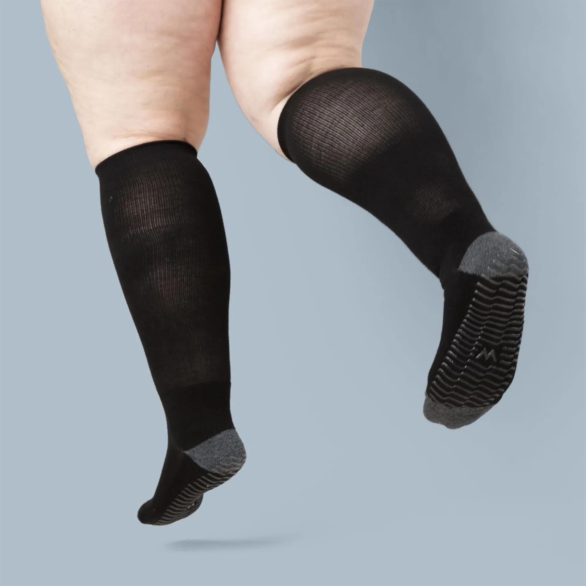 Black Charcoal - Grip Socks - Wide calf - 5 Pack