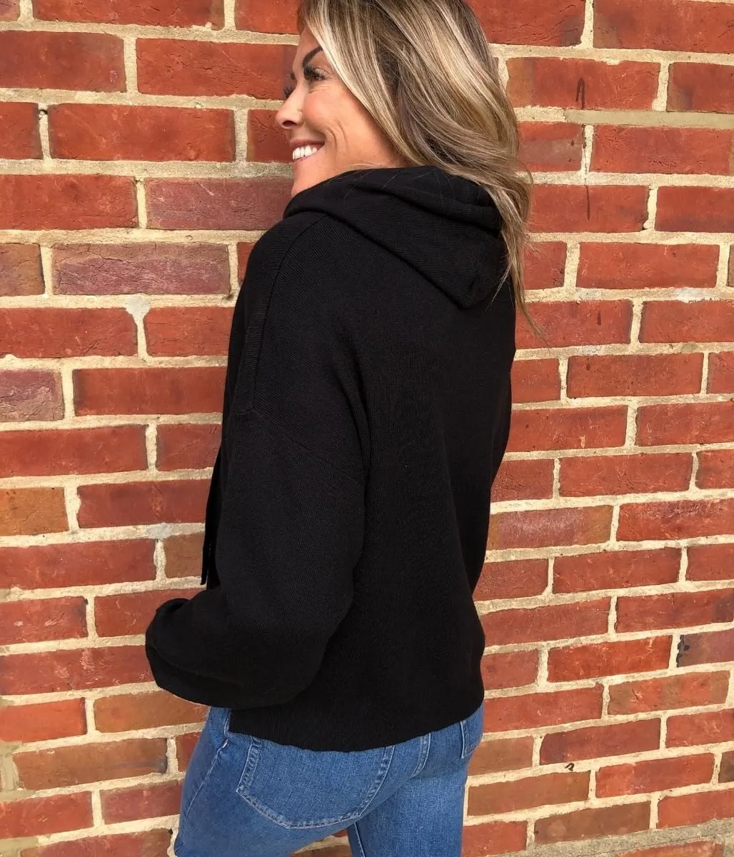 Black Knitted Hooded Plus Size Jumper 26/28