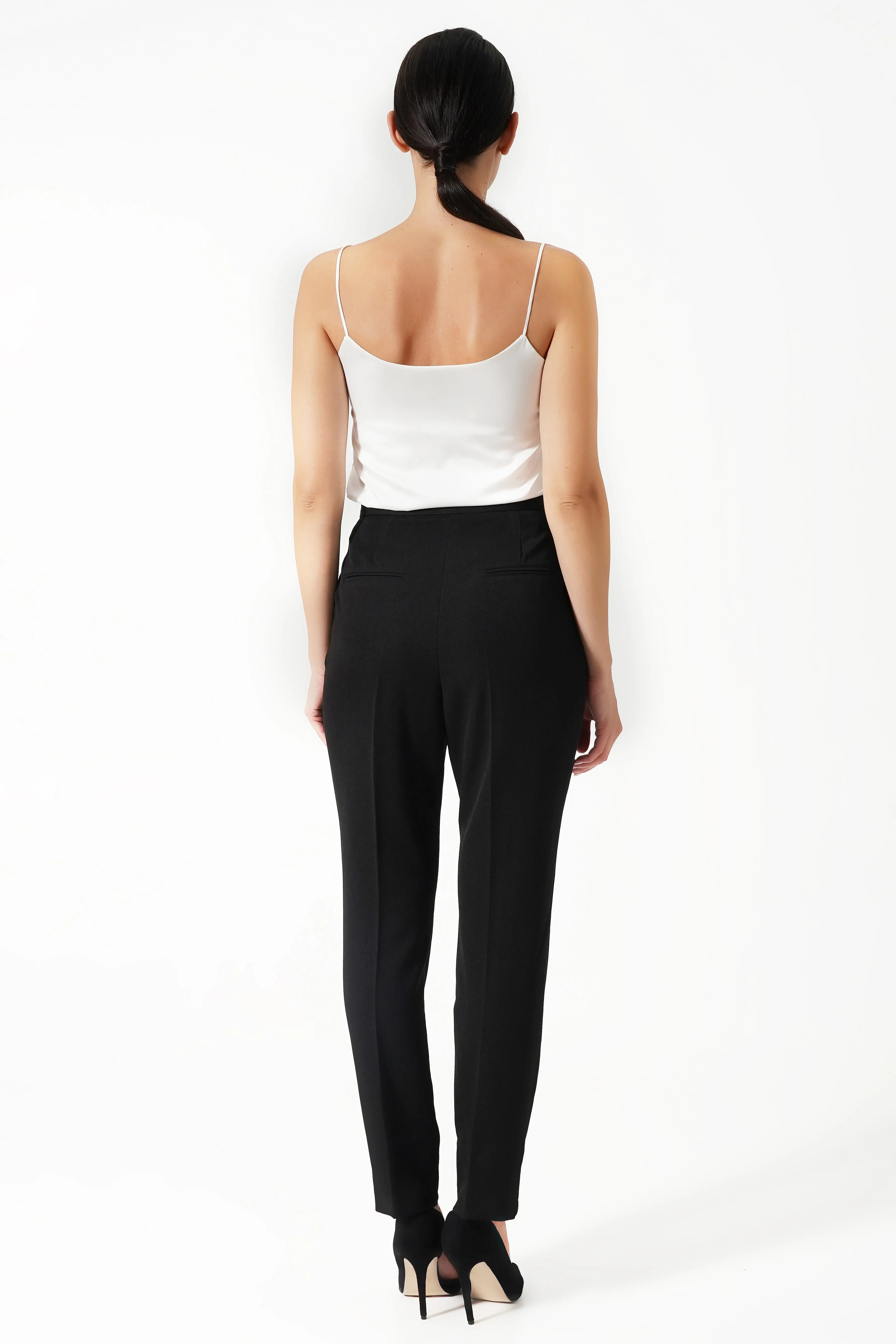 Black pegged high waist pants