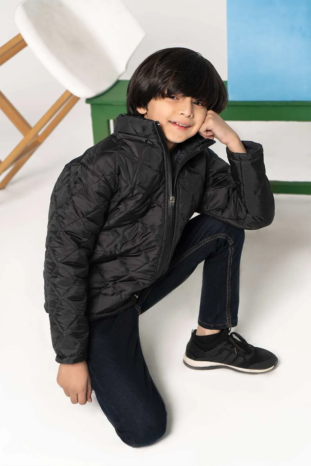 Black Quilted Jacket - Boys