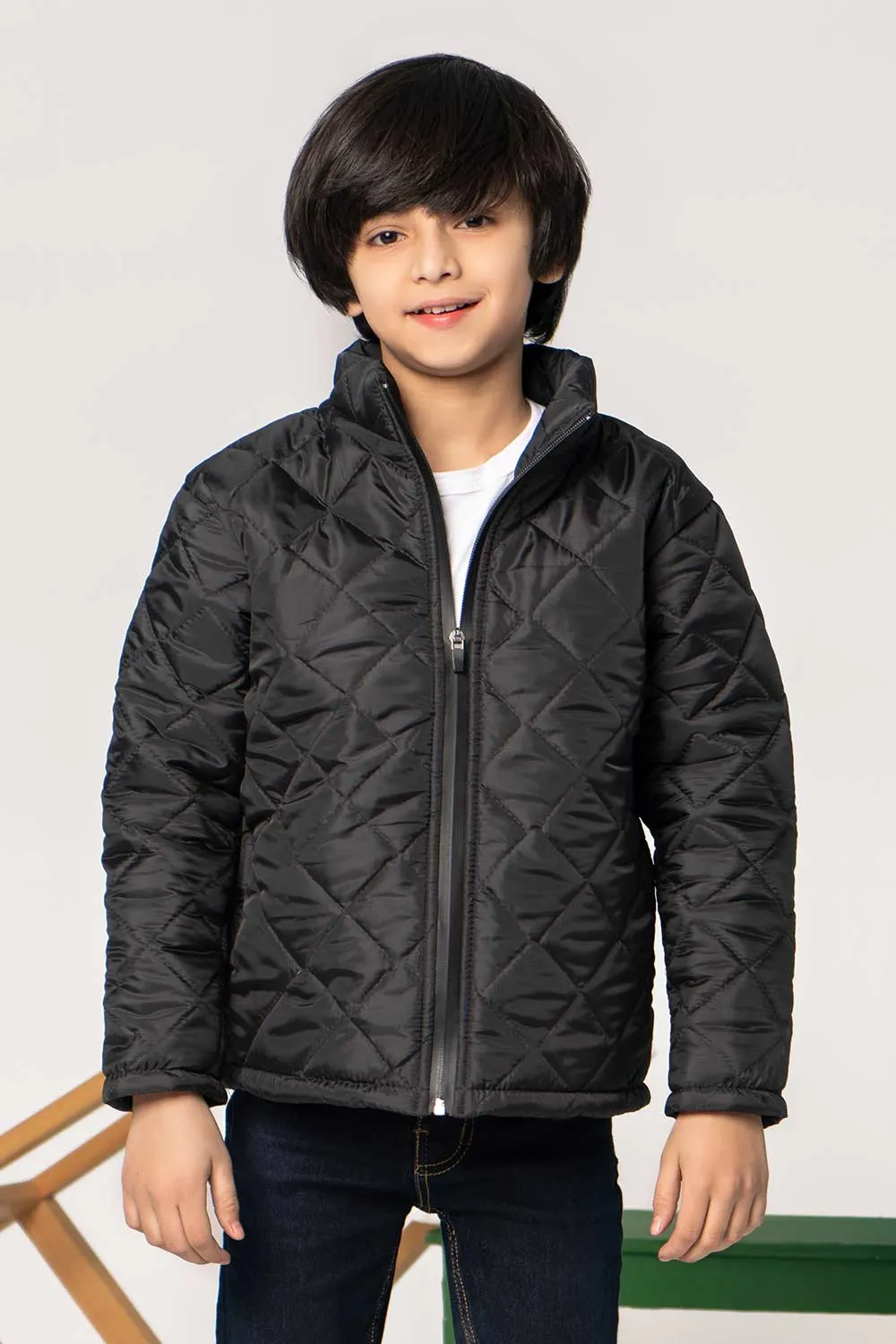 Black Quilted Jacket - Boys