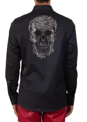 Black Silver Skull Rhinestone Shirt