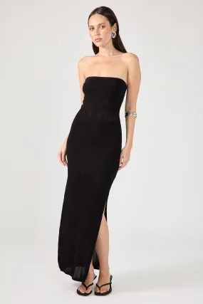 Black Strapless Knit Maxi Dress