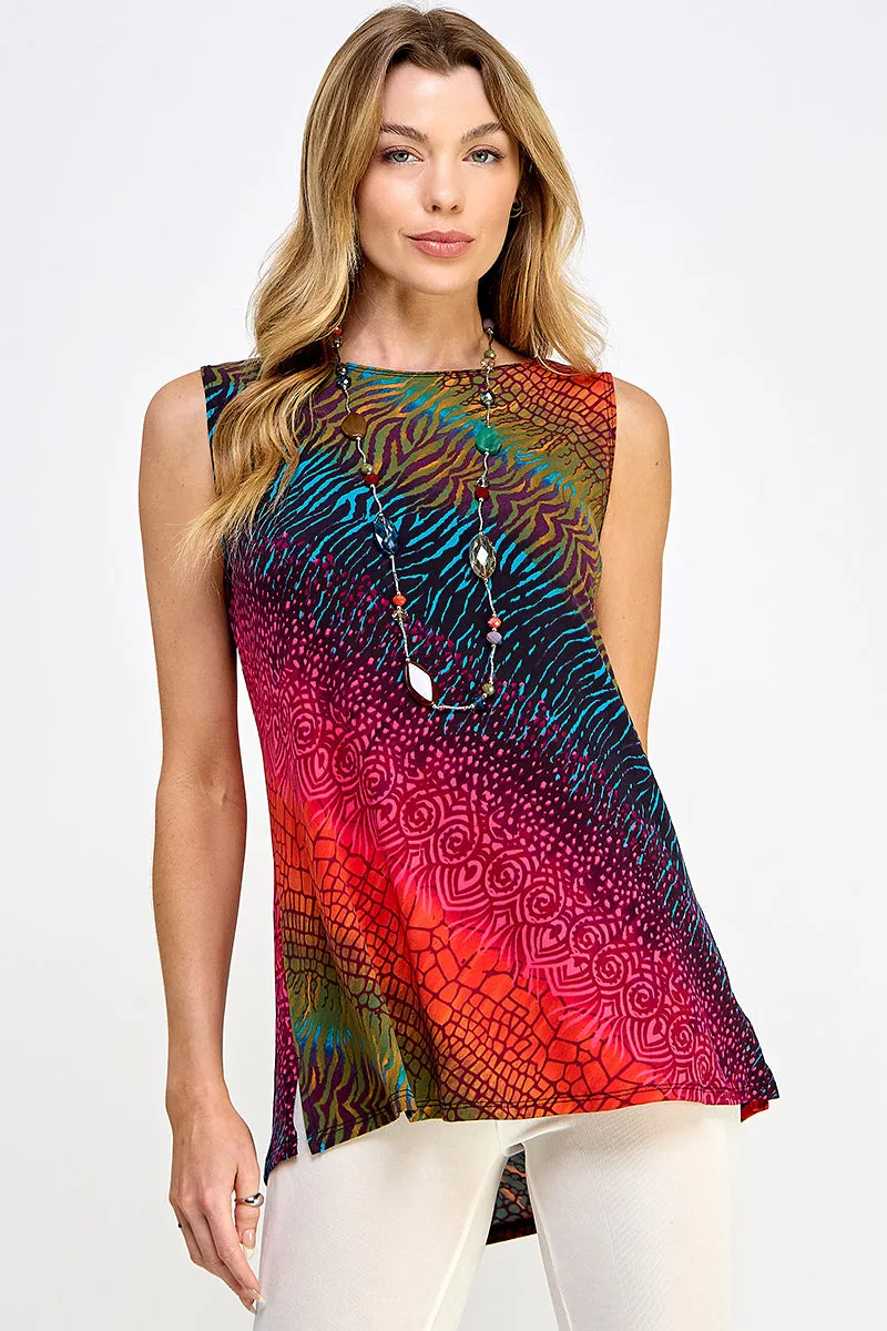 Boat Neckline Print Tank Top-2063HT-TRP1-W182