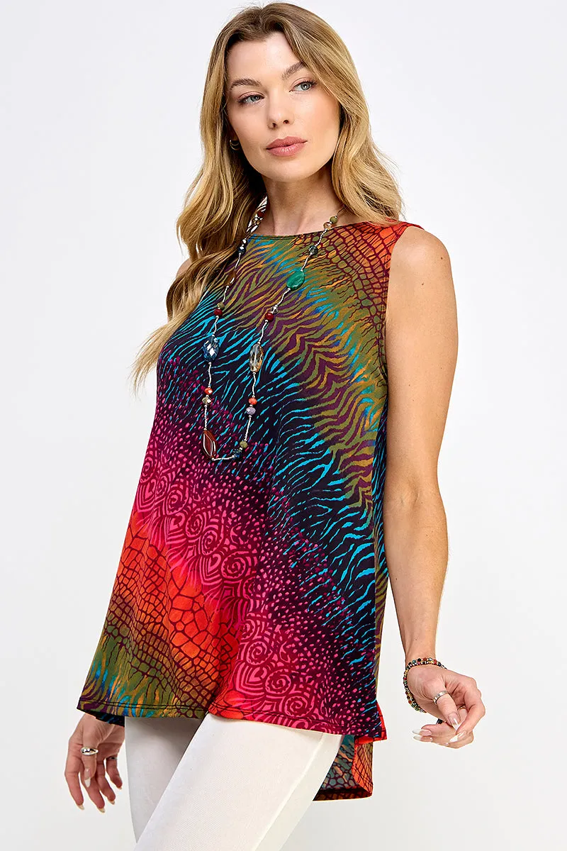 Boat Neckline Print Tank Top-2063HT-TRP1-W182