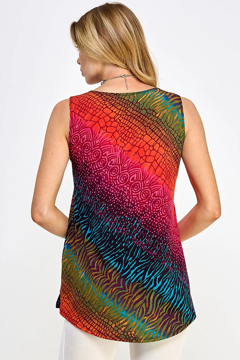 Boat Neckline Print Tank Top-2063HT-TRP1-W182