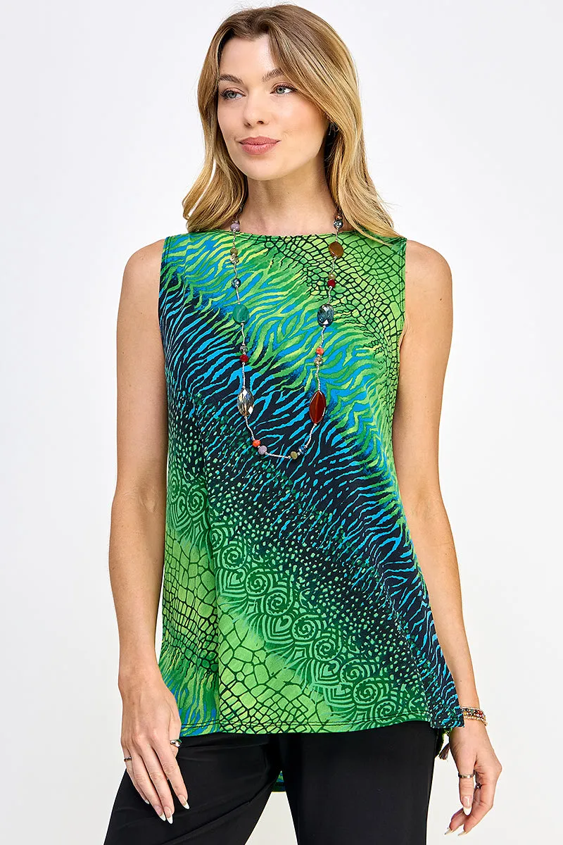 Boat Neckline Print Tank Top-2063HT-TRP1-W182