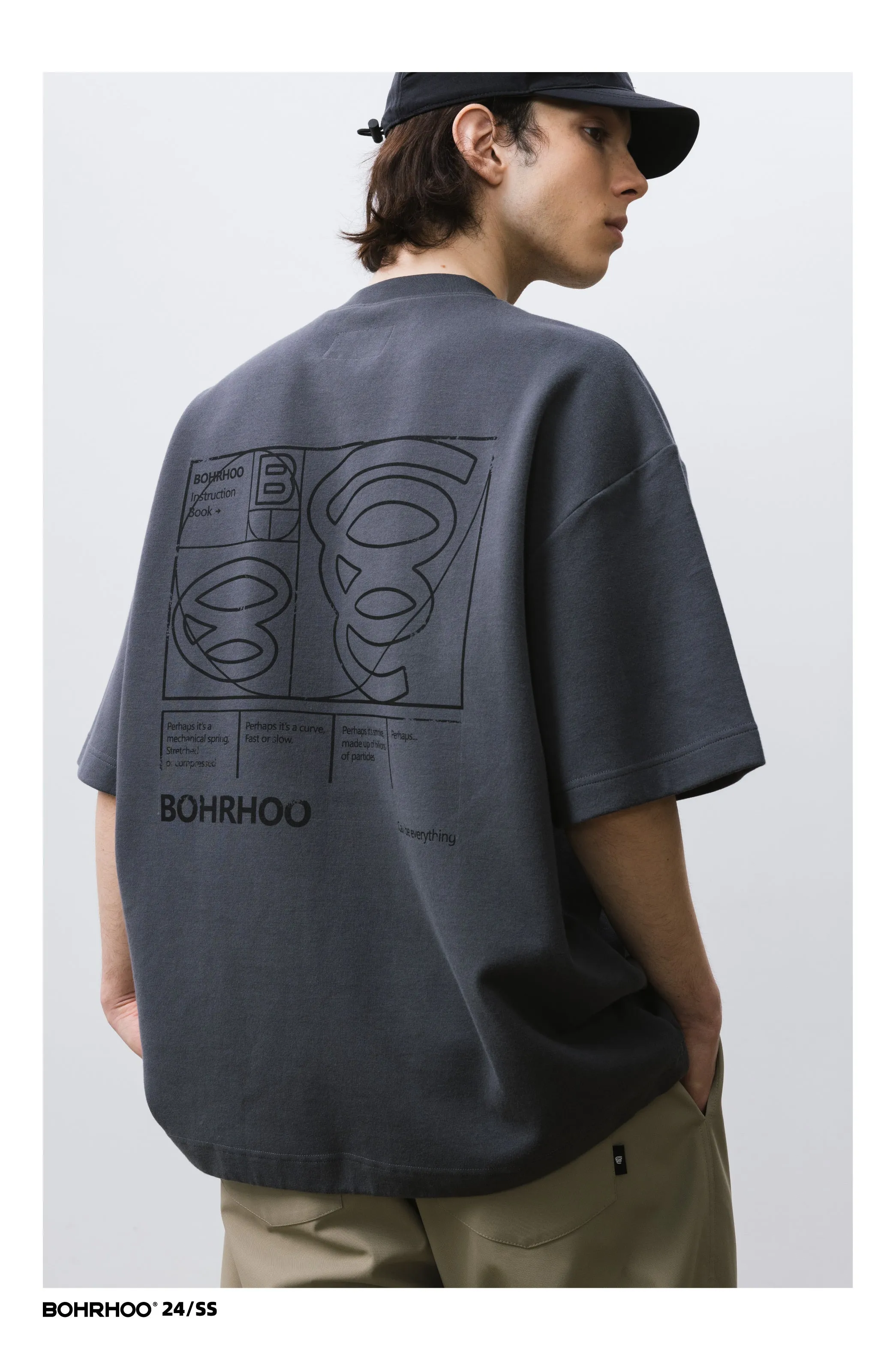 BOHRHOO ピュアコットンポケットレタープリントTシャツ BHH013