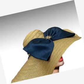 Bridget Floppy Brim Hat - Gold Navy