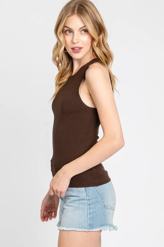 BROWN SWEATER TANK TOP