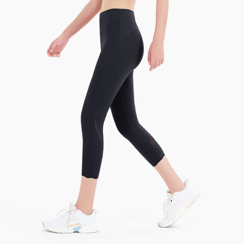 Brushed Yoga Pants Women's Nude Feeling Tight Hips High Waist Running Sports Stretch Fitness Pants Breathable Cropped Pants