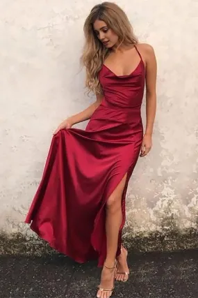 Burgundy Simple Prom Dress