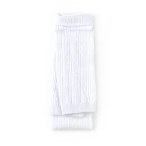 Cable Knit Footless Tights - White