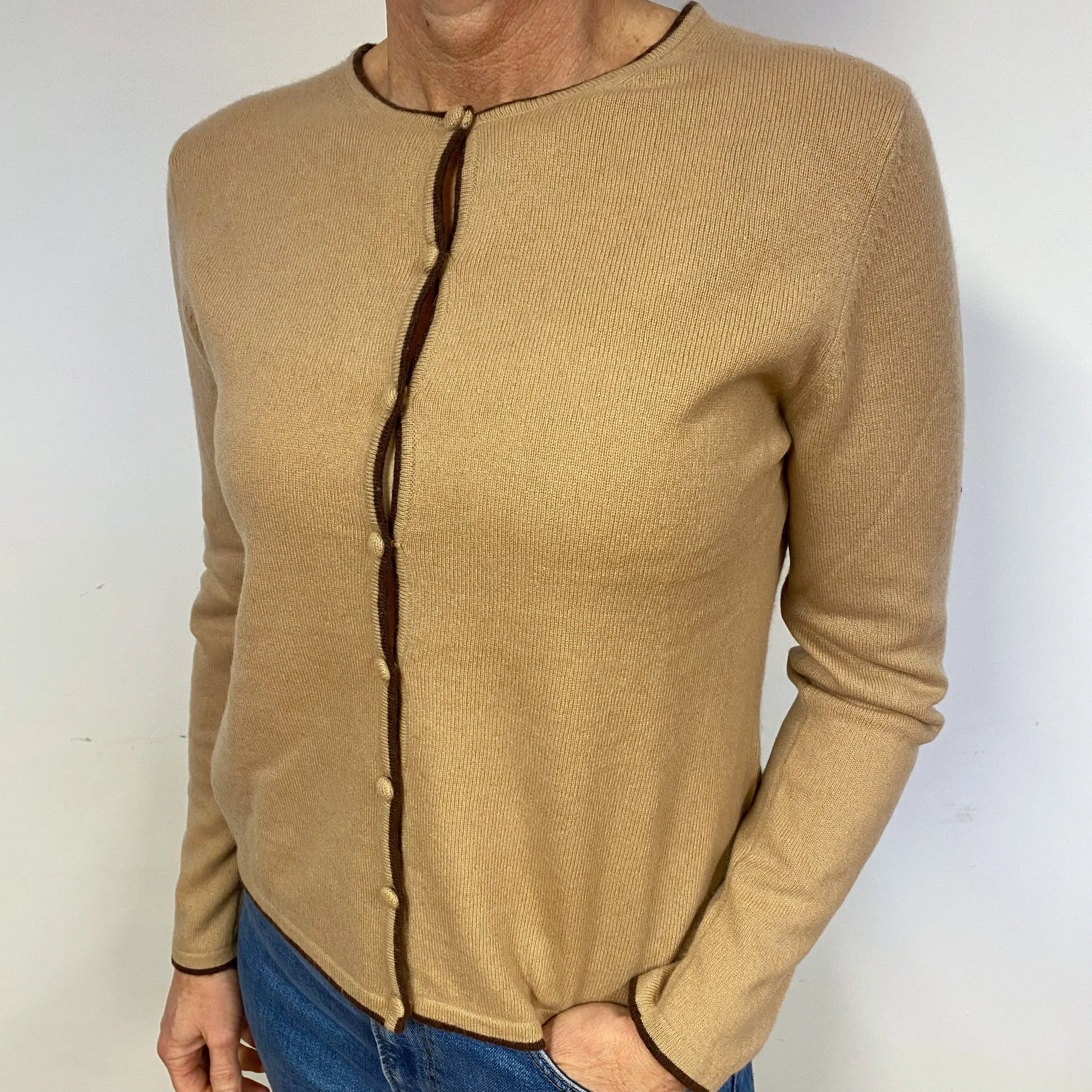 Camel Brown Cashmere Cardigan Medium