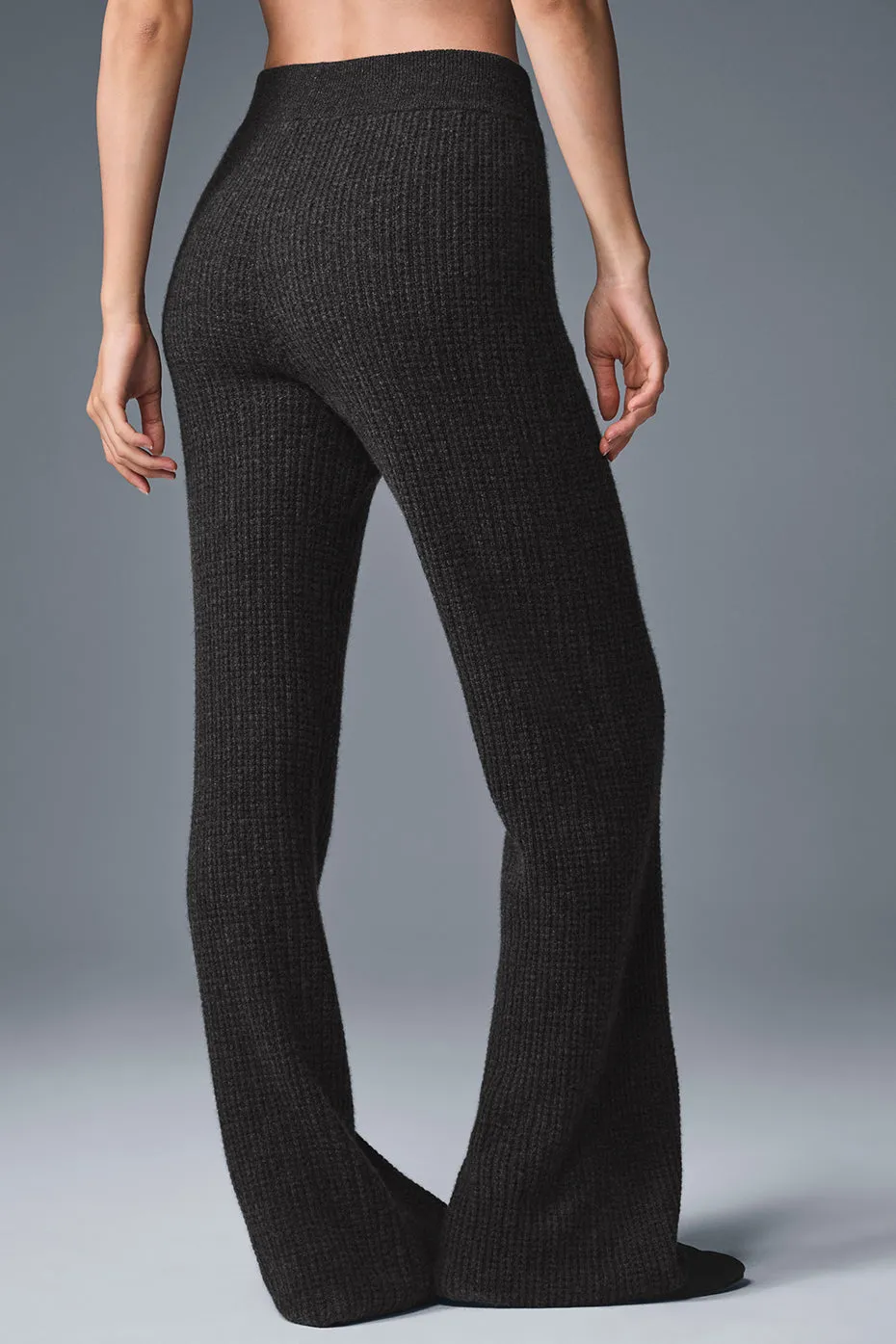 Cashmere High-Waist Plush Waffle Pant - Dark Heather Grey