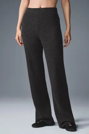 Cashmere High-Waist Plush Waffle Pant - Dark Heather Grey